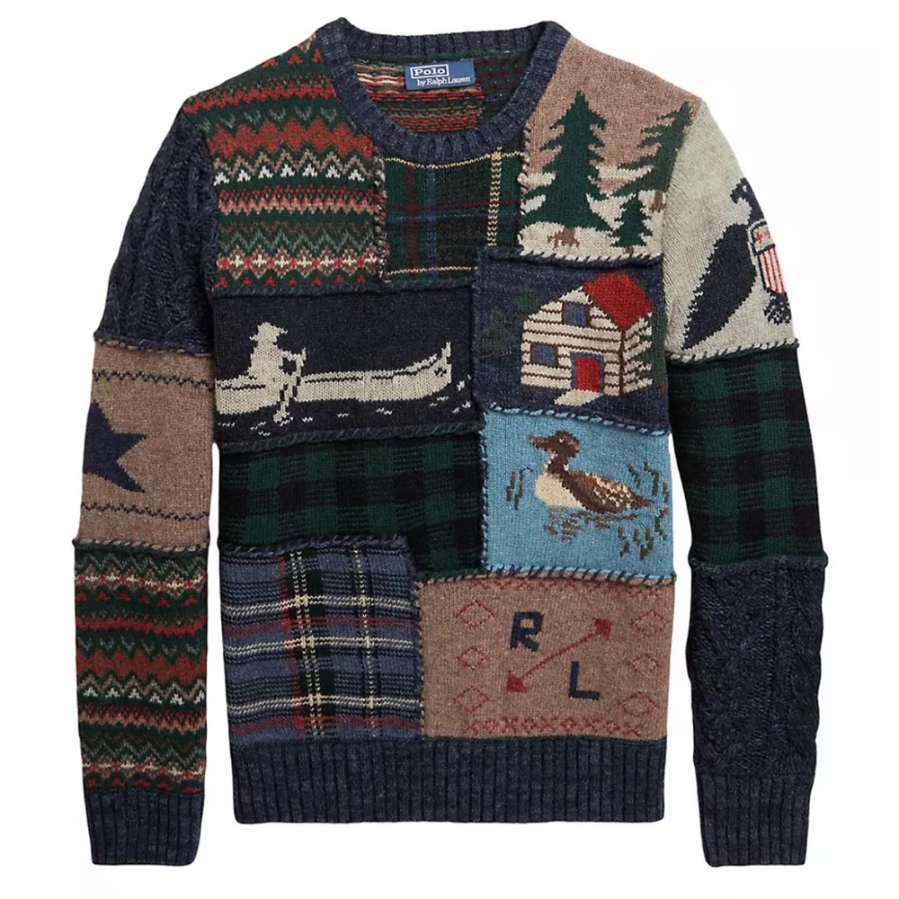 Polo RL Patchwork Knit Sweater